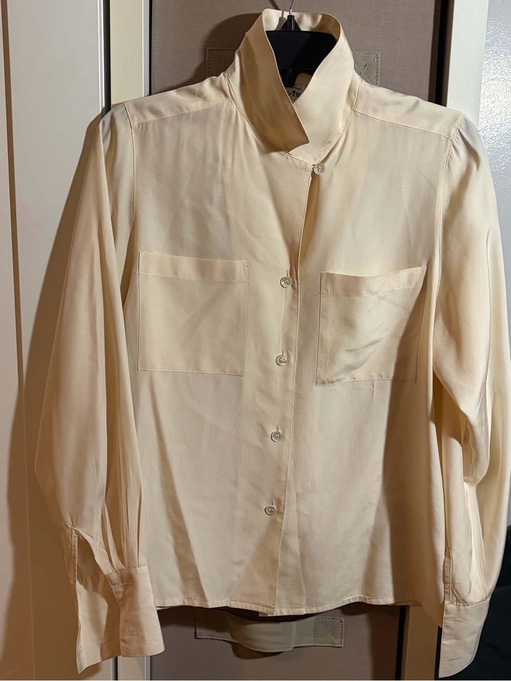 Talbots 100% silk Cream Long-Sleeve Blouse